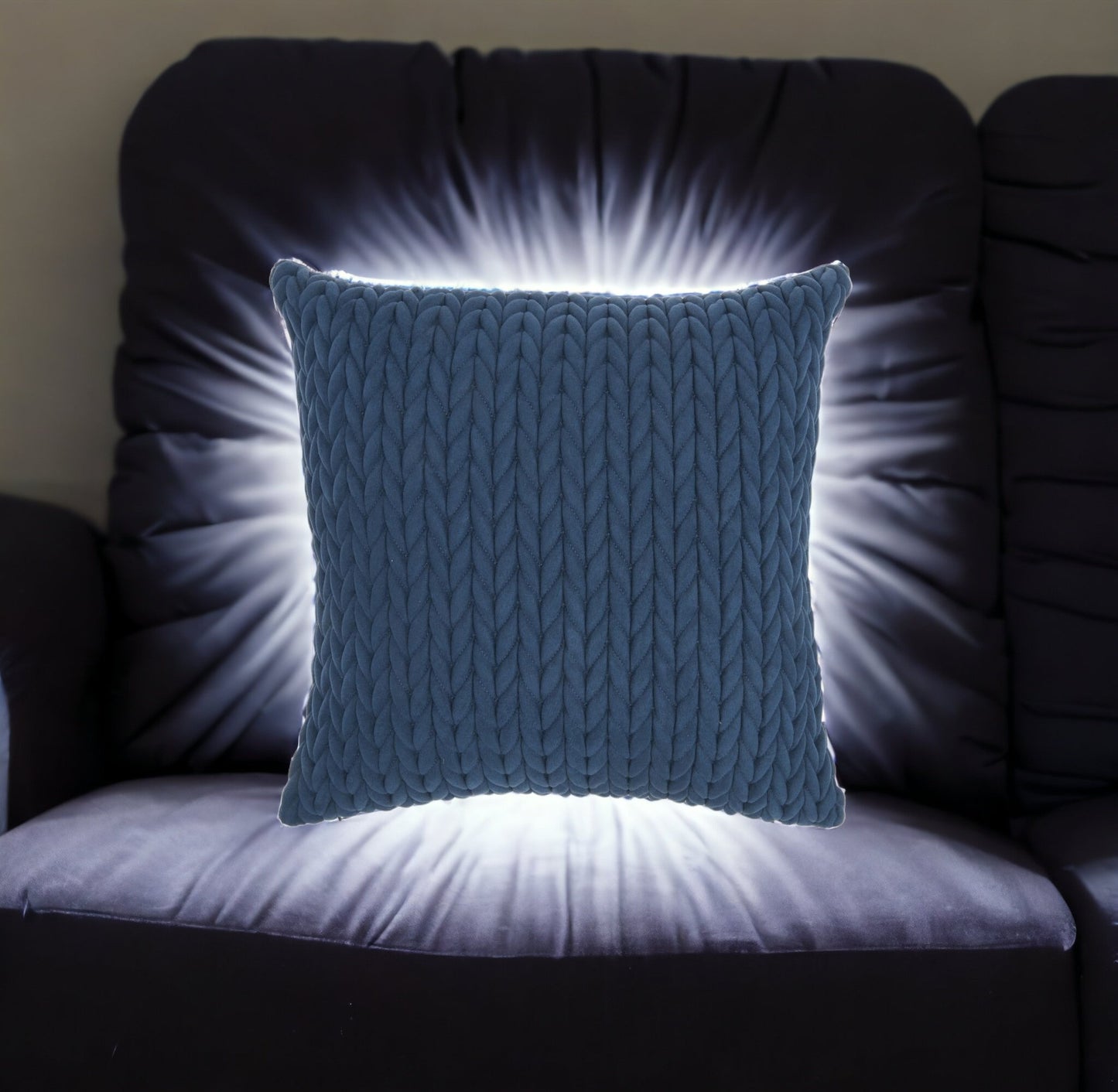 18" X 18" Blue Braided Polyester Zippered Pillow