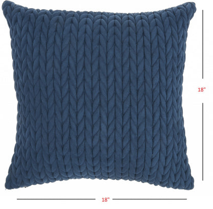 18" X 18" Blue Braided Polyester Zippered Pillow