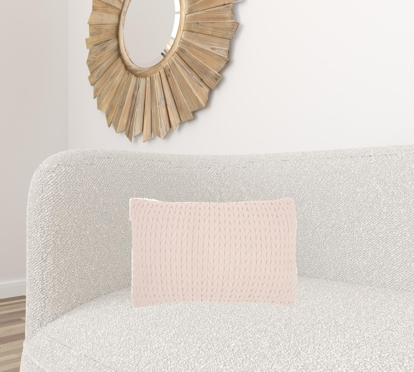 Blush Pink Chunky Braid Lumbar Pillow