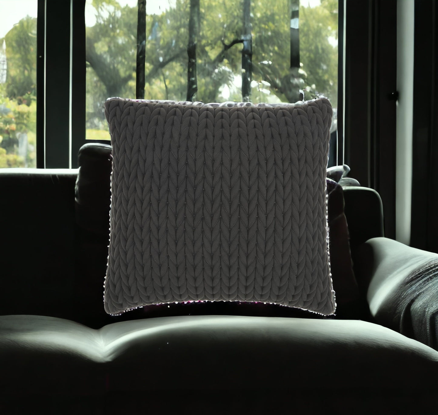 18" X 18" Charcoal Braided Polyester Zippered Pillow