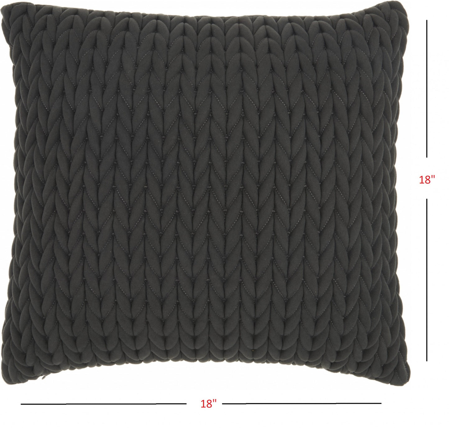 18" X 18" Charcoal Braided Polyester Zippered Pillow