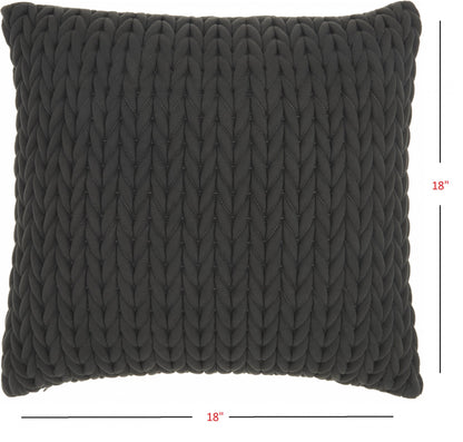 18" X 18" Charcoal Braided Polyester Zippered Pillow