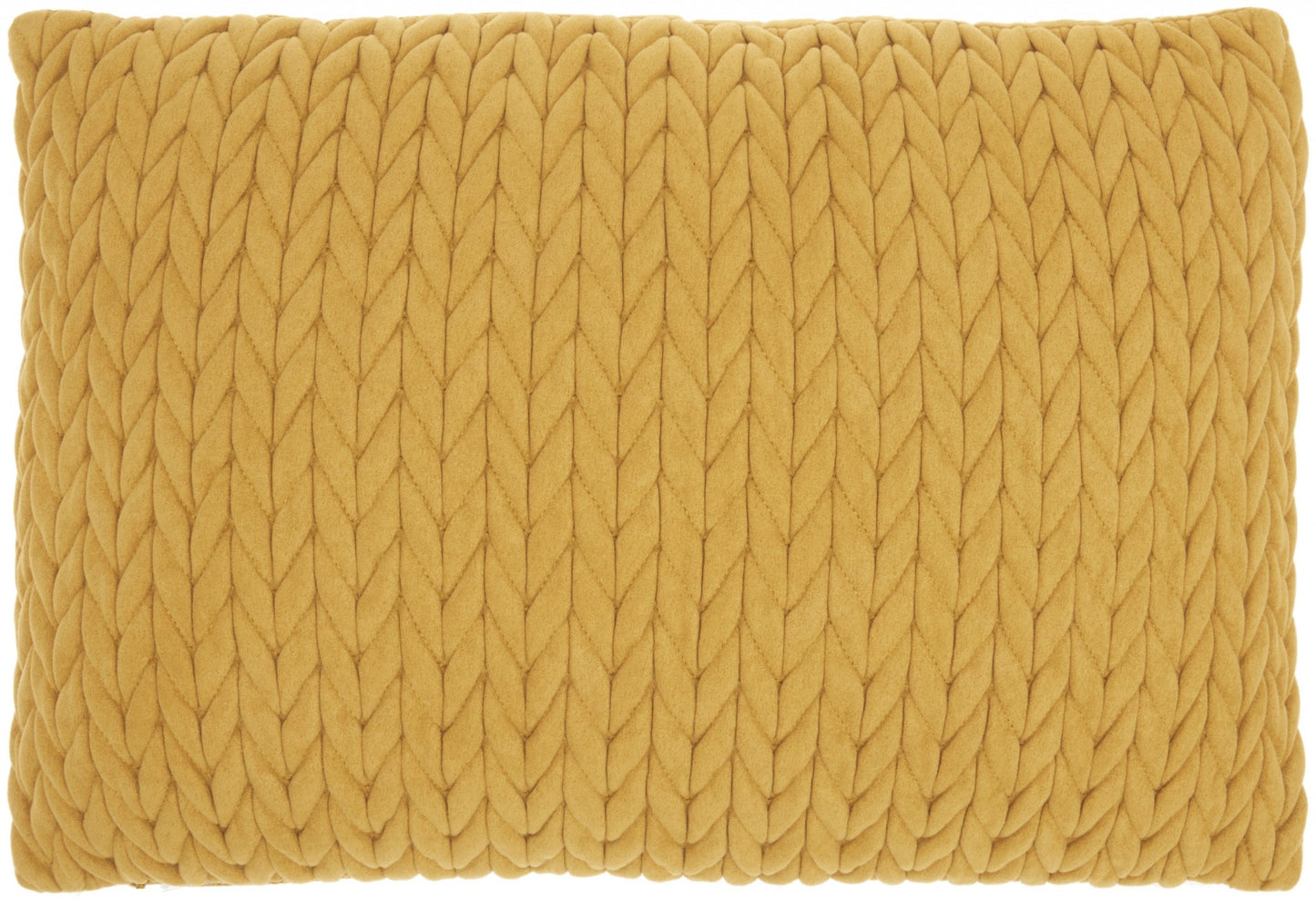 14" X 20" Mustard Yellow Braided Polyester Zippered Pillow