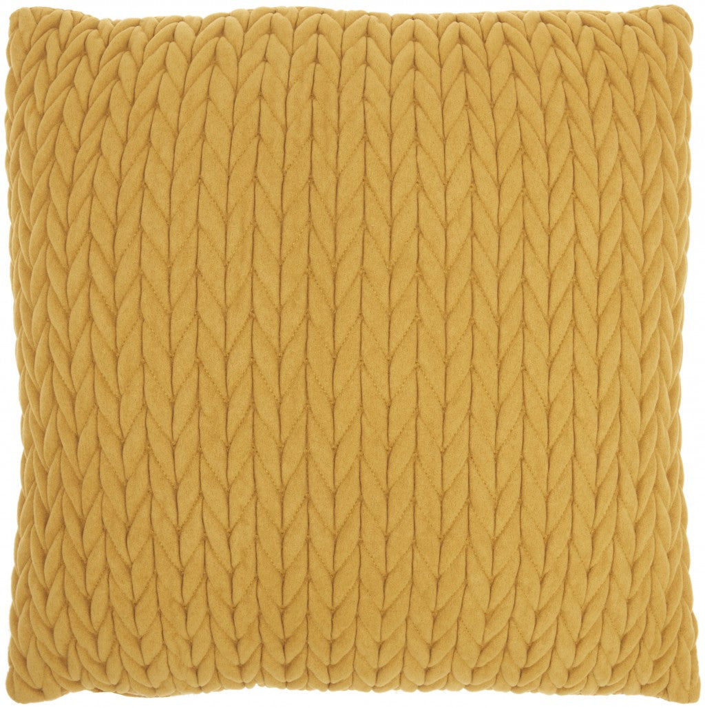 18" X 18" Mustard Yellow Braided Polyester Zippered Pillow