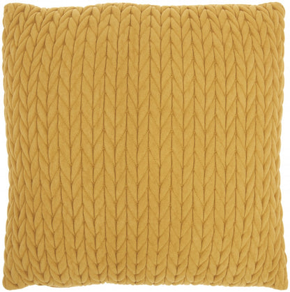 18" X 18" Mustard Yellow Braided Polyester Zippered Pillow