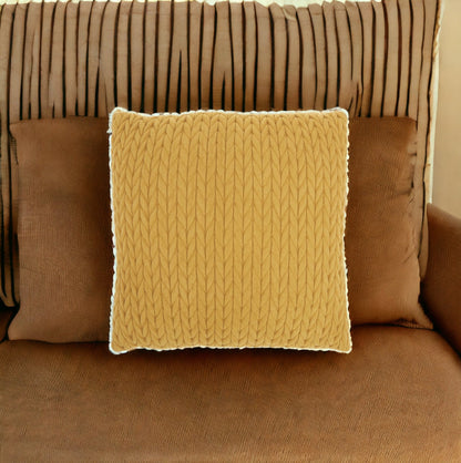 18" X 18" Mustard Yellow Braided Polyester Zippered Pillow