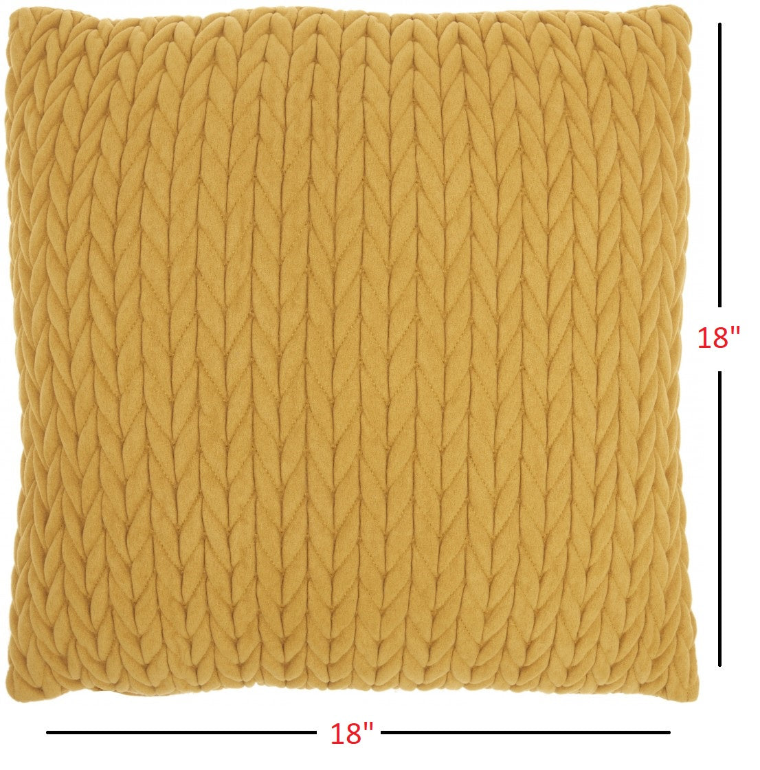 18" X 18" Mustard Yellow Braided Polyester Zippered Pillow