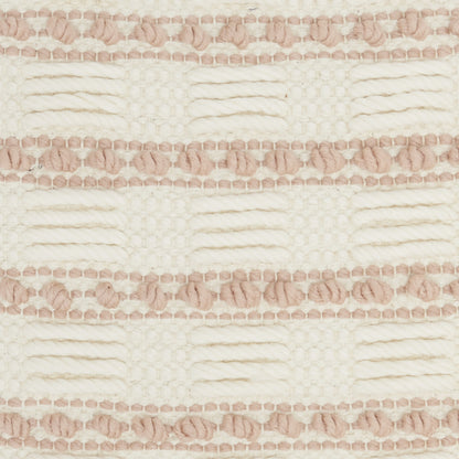 Blush And Ivory Textured Stripes Throw Pillow