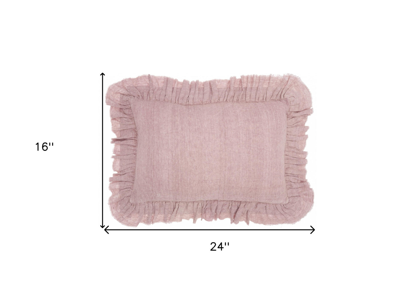 Dainty Ruffle Edged Pink Lumbar Pillow