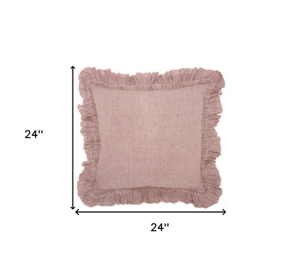 Dainty Ruffle Edged Pink Throw Pillow