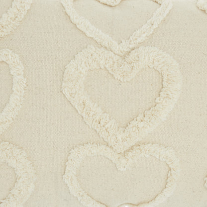Whimsical Heart Detail Off White Lumbar Pillow