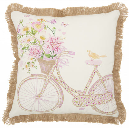Colorful Bicycle Print Throw Pillow