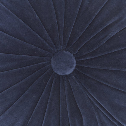 Dark Blue Tufted Round Throw Pillow