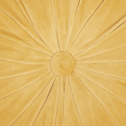 Mustard Tufted Round Throw Pillow