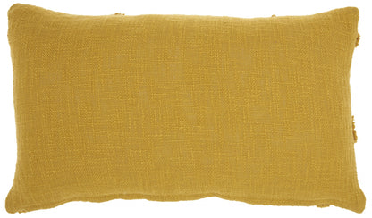 Dark Mustard Abstract  Shaggy Detail Lumbar Pillow