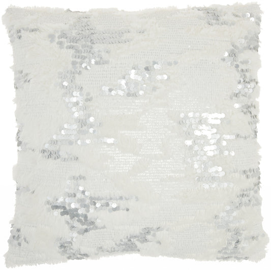 Sequined White  Accent Throw Pillow