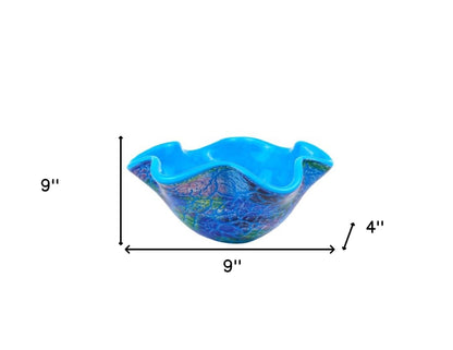 Abstract Multi Color Glass Centerpiece Bowl