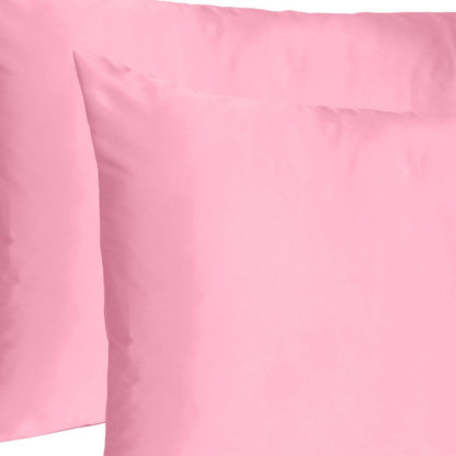 Pink Rose Dreamy Set Of 2 Silky Satin Queen Pillowcases