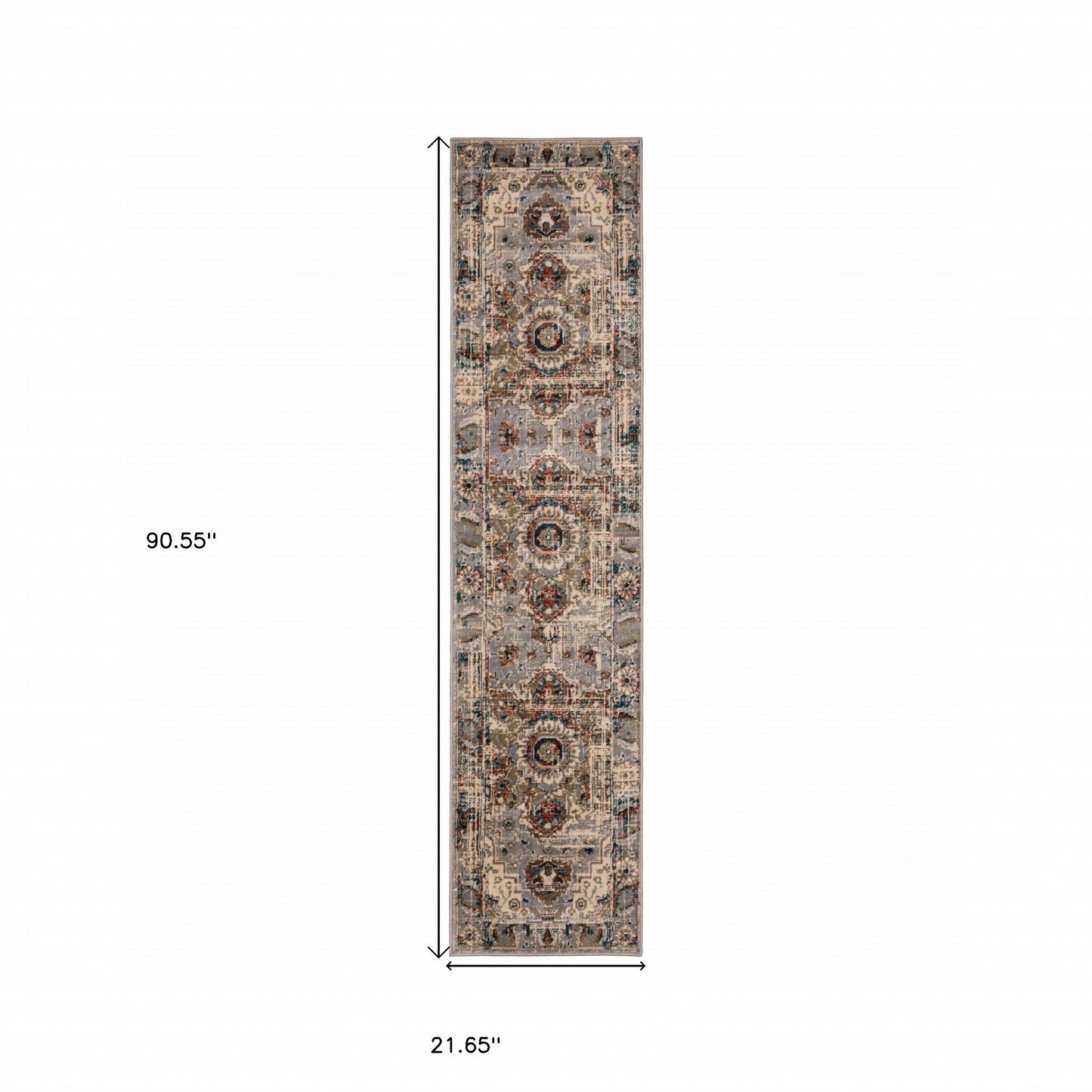 5’ X 7’ Gray And Rust Distressed Medallion Area Rug