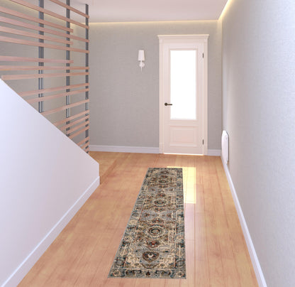 5’ X 7’ Gray And Rust Distressed Medallion Area Rug
