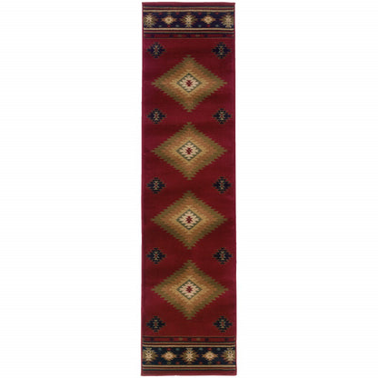 2’ X 3’ Red And Beige Ikat Pattern Scatter Rug