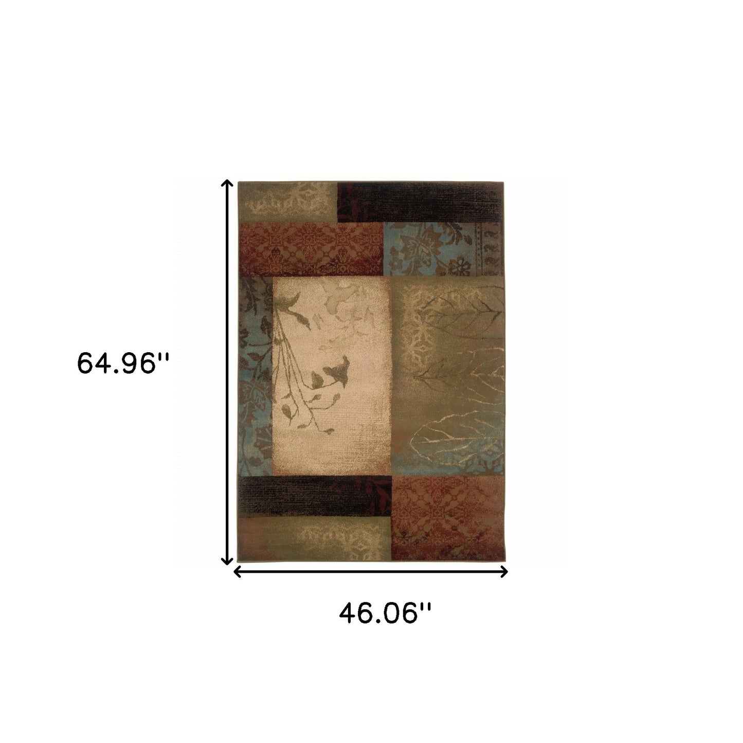 2’ X 8’ Beige And Brown Floral Block Pattern Runner Rug