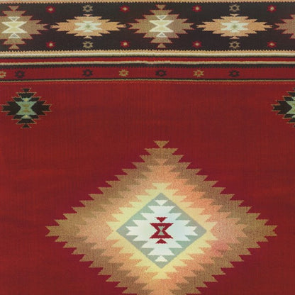 2’ X 3’ Red And Beige Ikat Pattern Scatter Rug