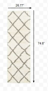 8’ X 11’ Ivory And Gray Geometric Lattice Area Rug