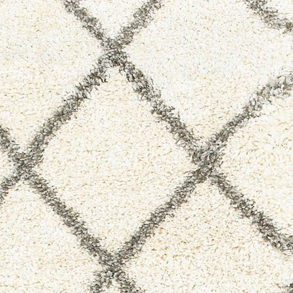 8’ X 11’ Ivory And Gray Geometric Lattice Area Rug
