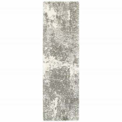 5’ X 8’ Gray And Ivory Distressed Abstract Area Rug