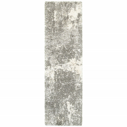 5’ X 8’ Gray And Ivory Distressed Abstract Area Rug