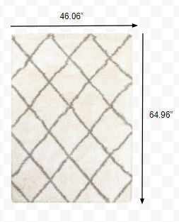 8’ X 11’ Ivory And Gray Geometric Lattice Area Rug