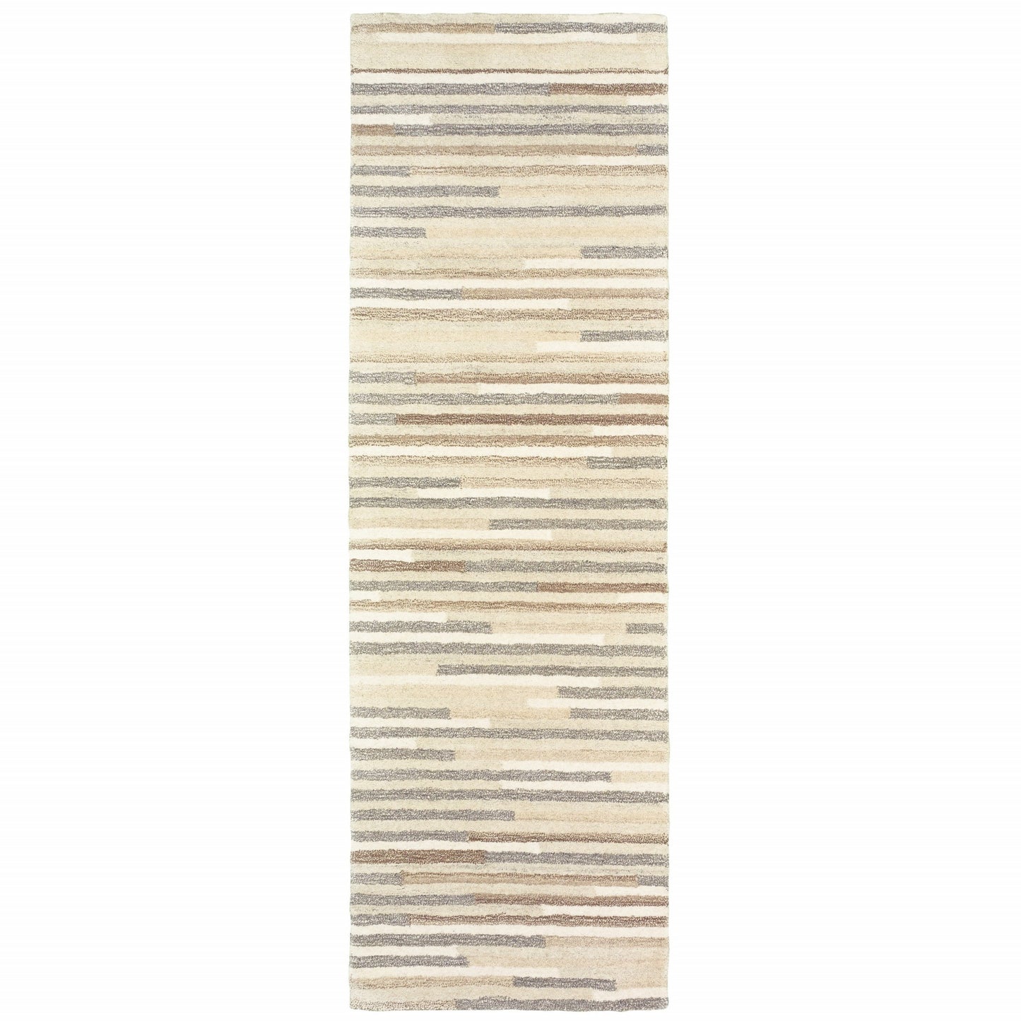 5’ X 8’ Beige And Gray Eclectic Linesarea Rug