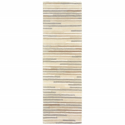 5’ X 8’ Beige And Gray Eclectic Linesarea Rug