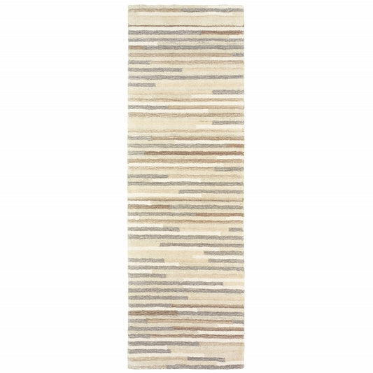 5’ X 8’ Beige And Gray Eclectic Linesarea Rug