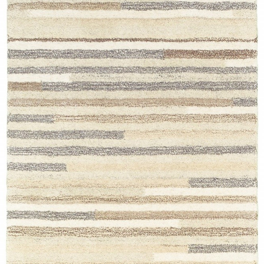 5’ X 8’ Beige And Gray Eclectic Linesarea Rug