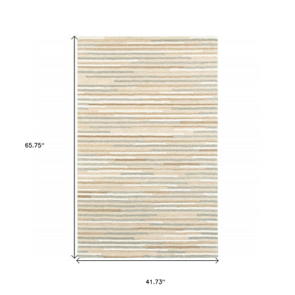 5’ X 8’ Beige And Gray Eclectic Linesarea Rug