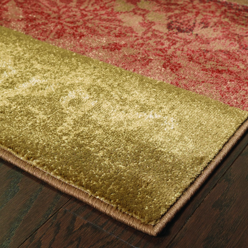 2’ X 8’ Beige And Brown Floral Block Pattern Runner Rug