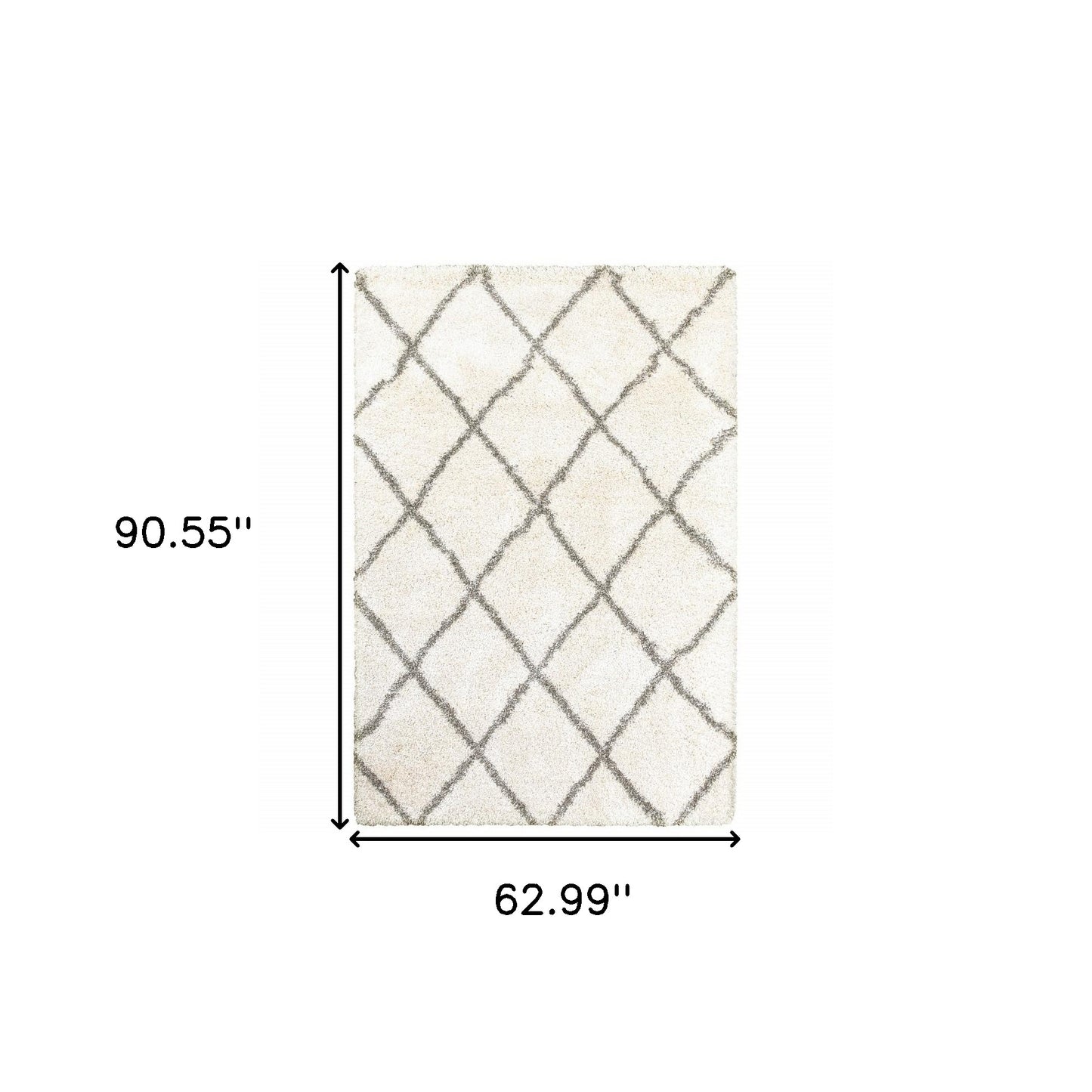 8’ X 11’ Ivory And Gray Geometric Lattice Area Rug