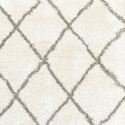 8’ X 11’ Ivory And Gray Geometric Lattice Area Rug