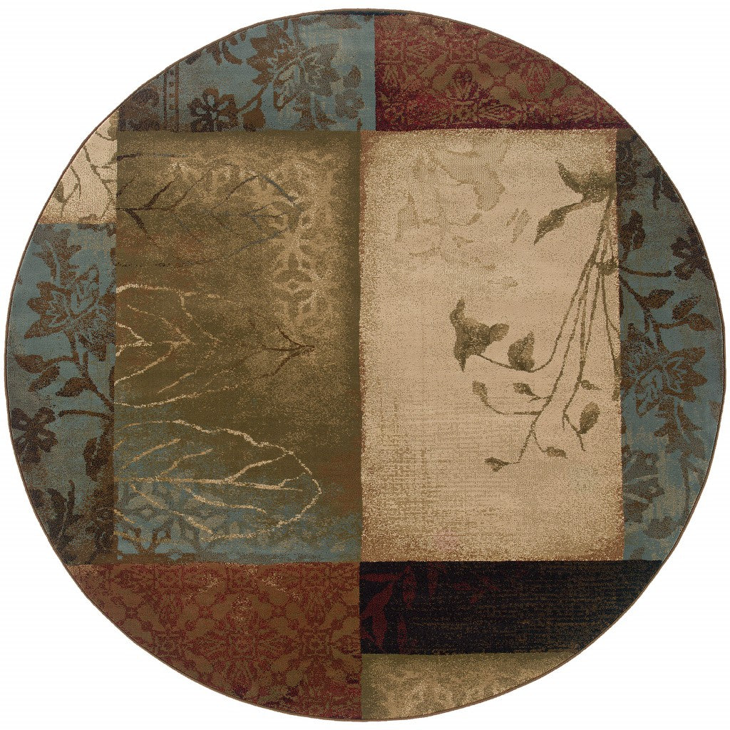 2’ X 8’ Beige And Brown Floral Block Pattern Runner Rug