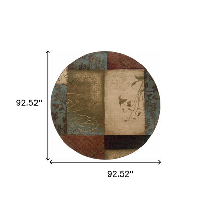 2’ X 8’ Beige And Brown Floral Block Pattern Runner Rug
