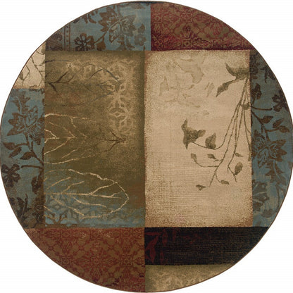 2’ X 8’ Beige And Brown Floral Block Pattern Runner Rug
