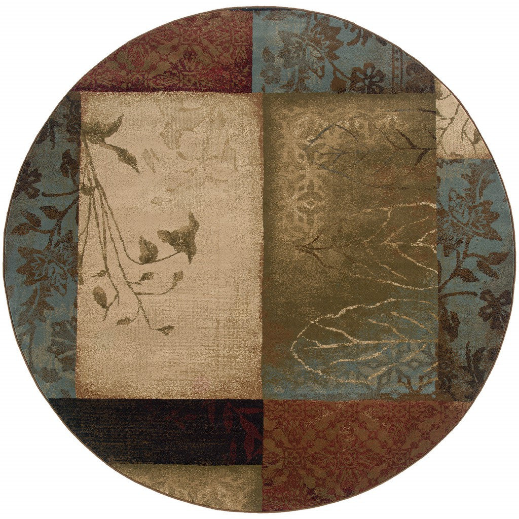 2’ X 8’ Beige And Brown Floral Block Pattern Runner Rug