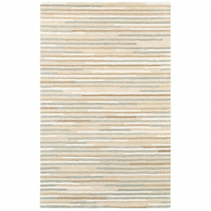 5’ X 8’ Beige And Gray Eclectic Linesarea Rug