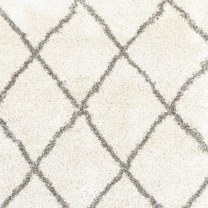 8’ X 11’ Ivory And Gray Geometric Lattice Area Rug