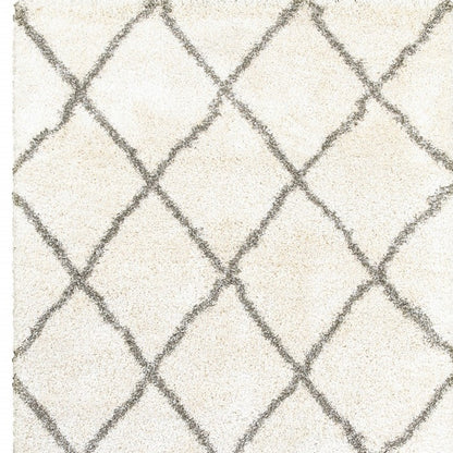 8’ X 11’ Ivory And Gray Geometric Lattice Area Rug