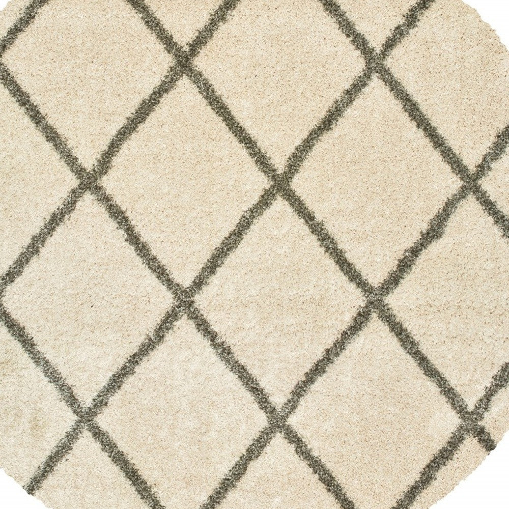 8’ X 11’ Ivory And Gray Geometric Lattice Area Rug