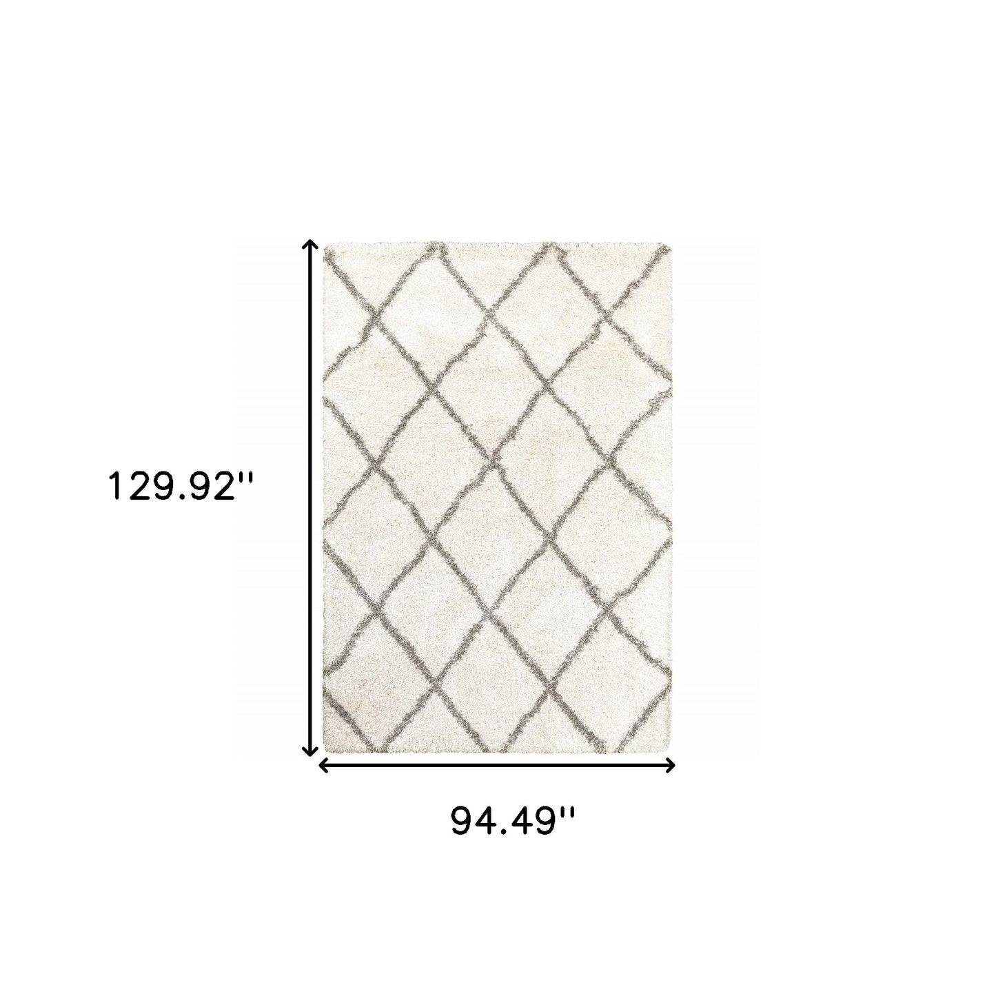 8’ X 11’ Ivory And Gray Geometric Lattice Area Rug