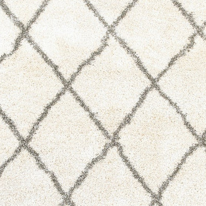 8’ X 11’ Ivory And Gray Geometric Lattice Area Rug